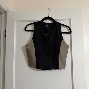 YPB Black and Taupe Cropped Tank Top